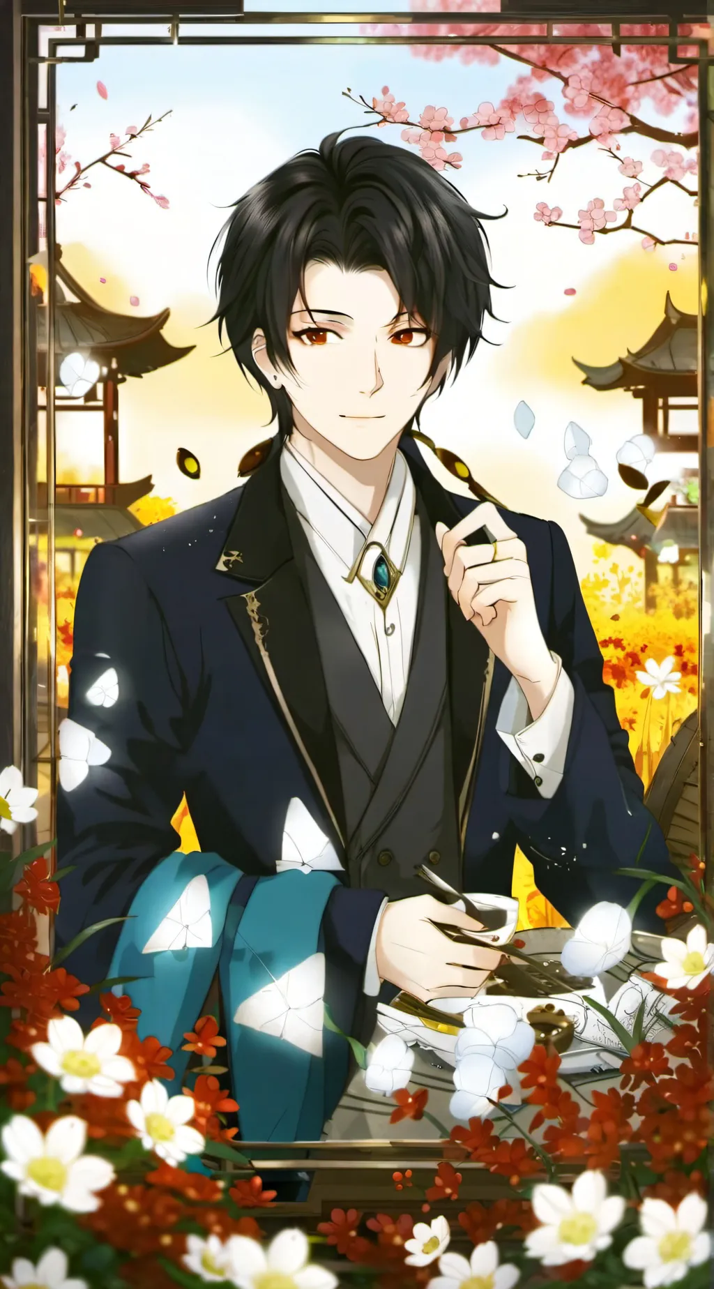 ai character: Muzan sleeping? background