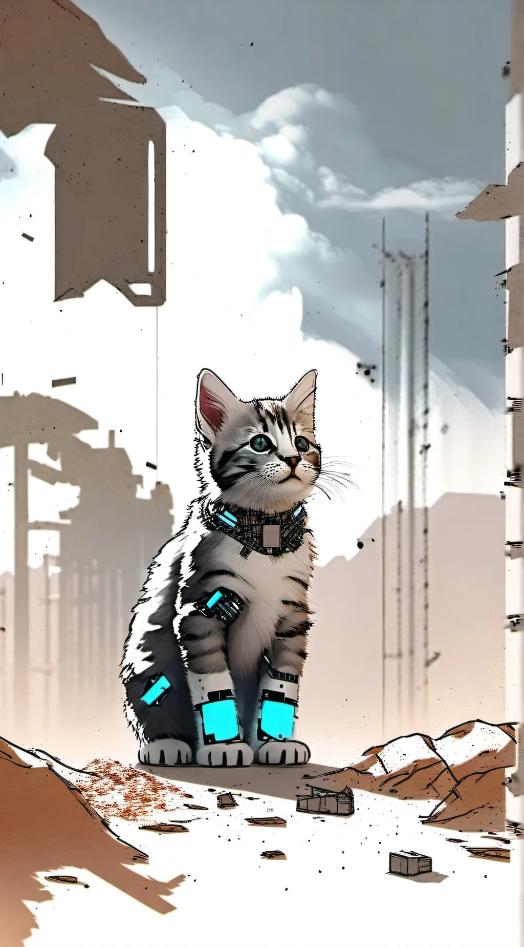 ai character: mangled kitten background