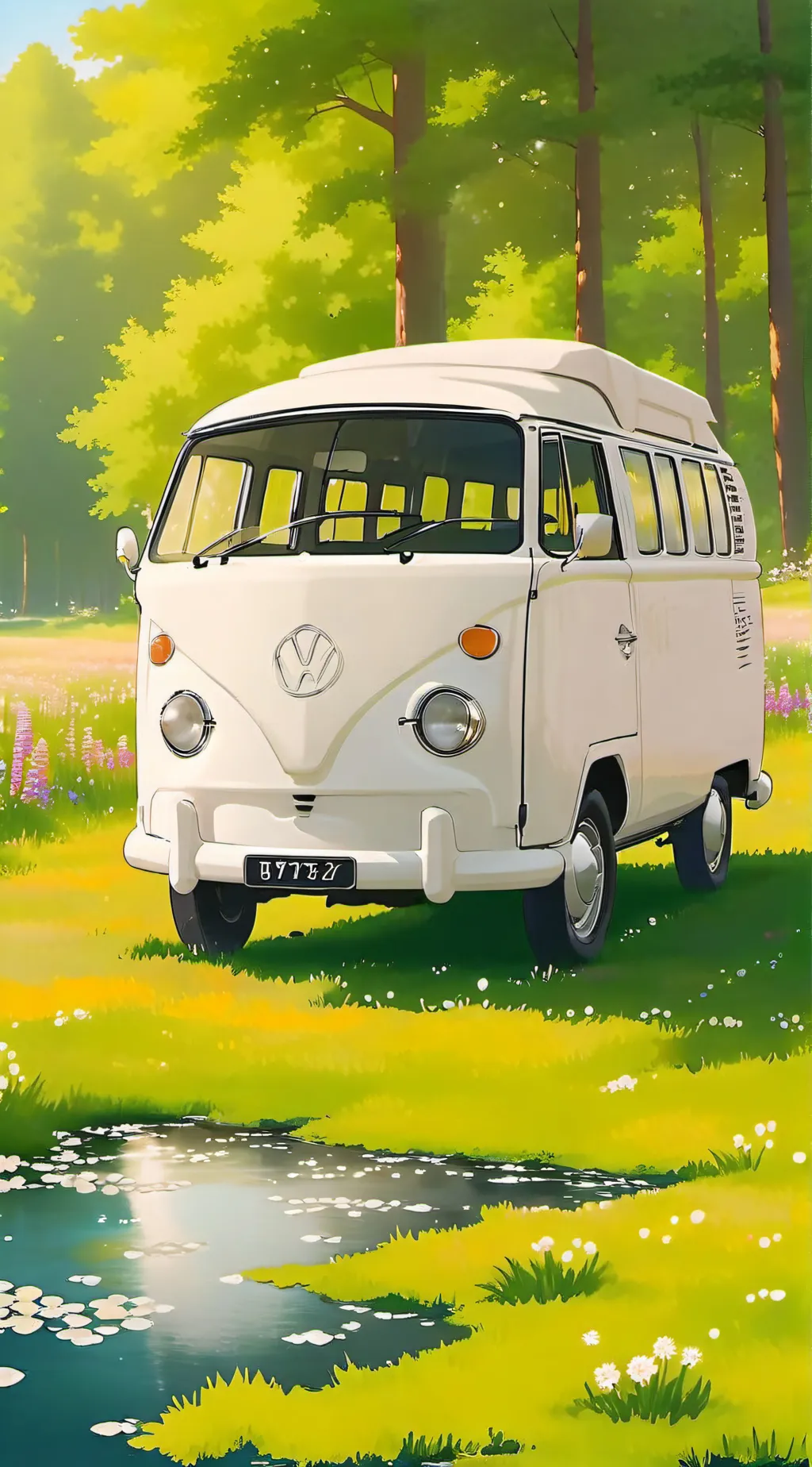 ai character: man in a white van background
