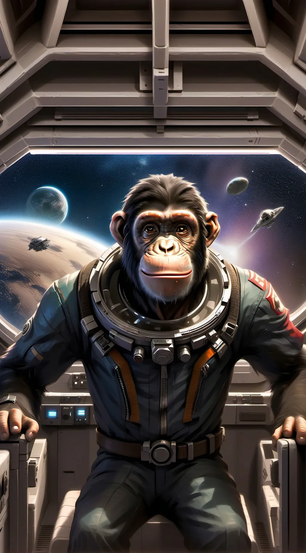 ai character: Space chimpanzee background