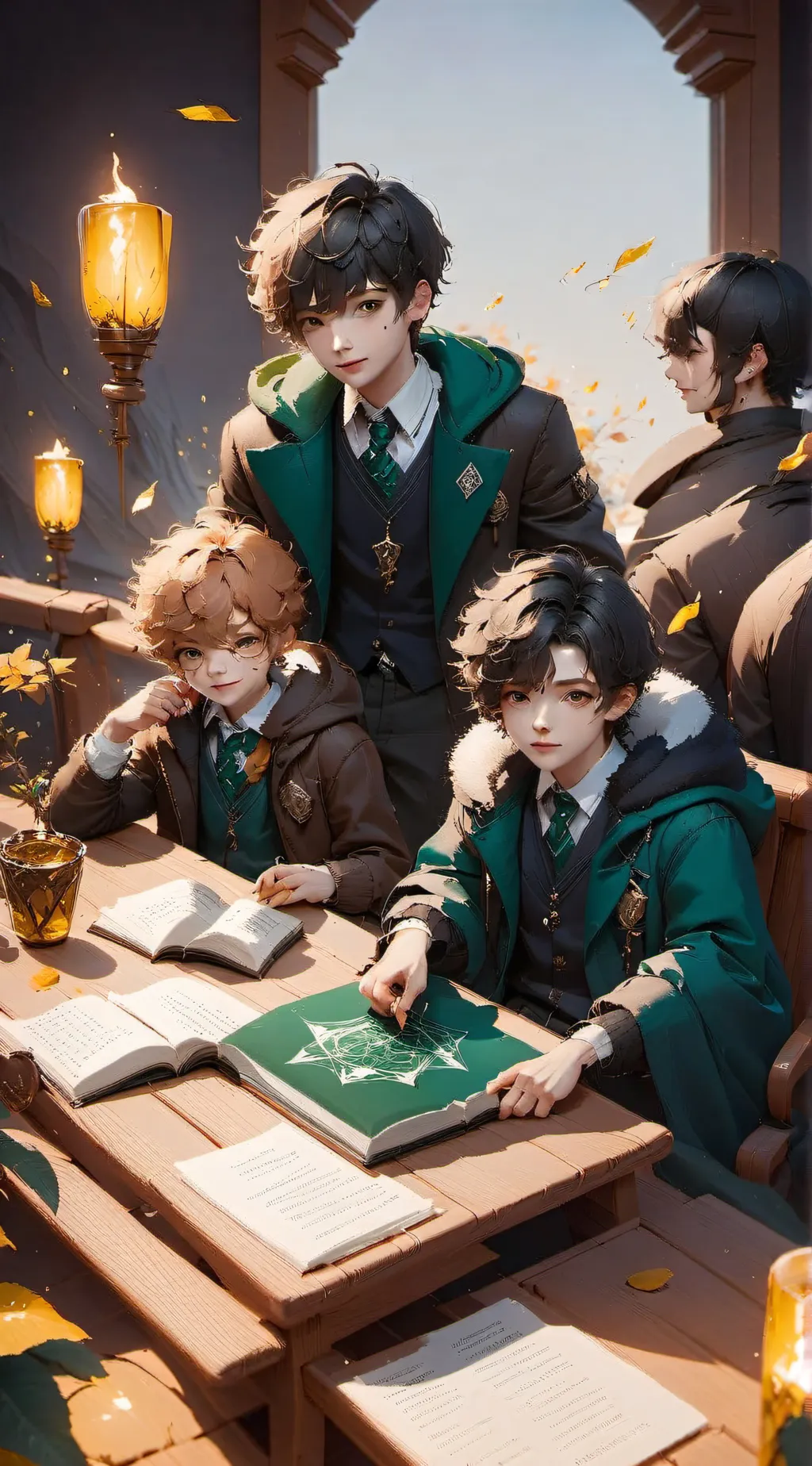 ai character: Slytherin boys  background