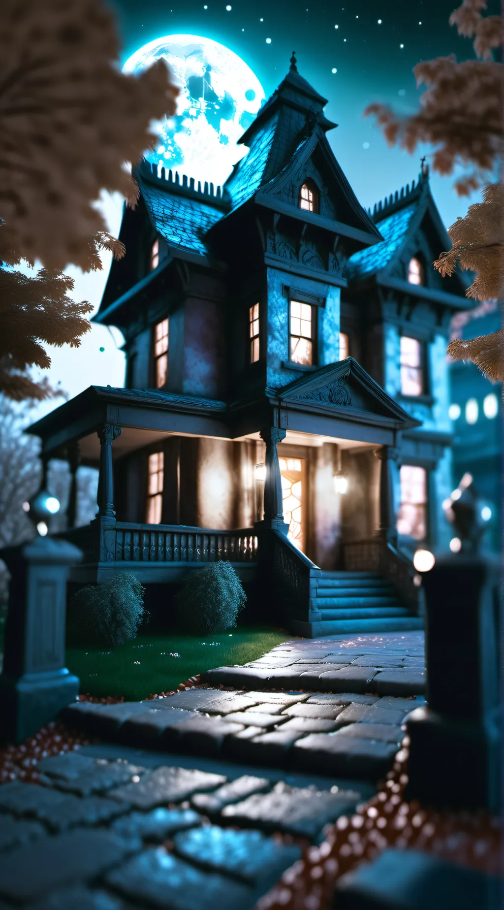 ai character: LAF haunted house  background