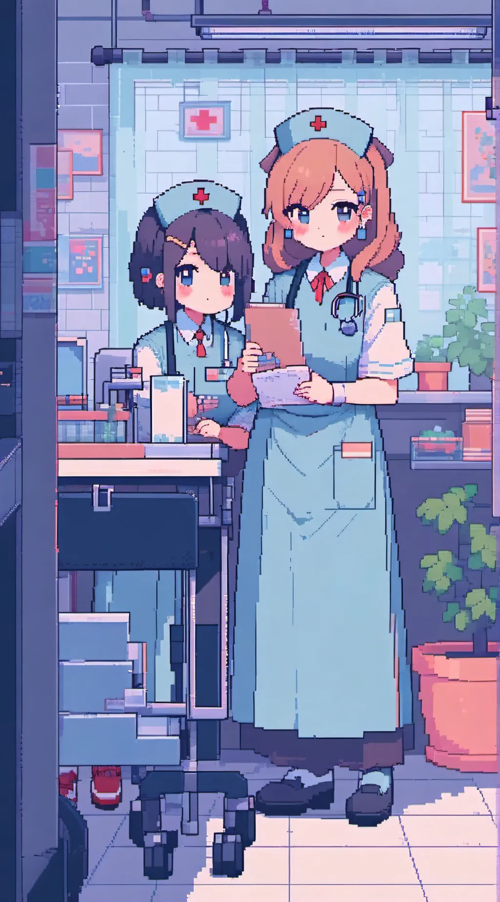 ai character: maple hospital background