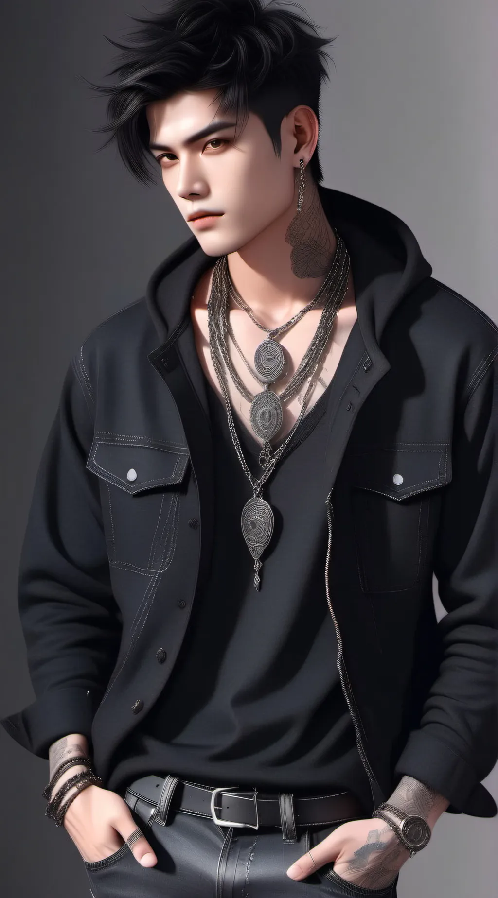ai character: Grey background