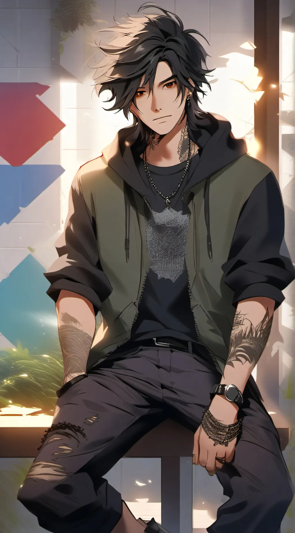 ai character: Emo dad  background