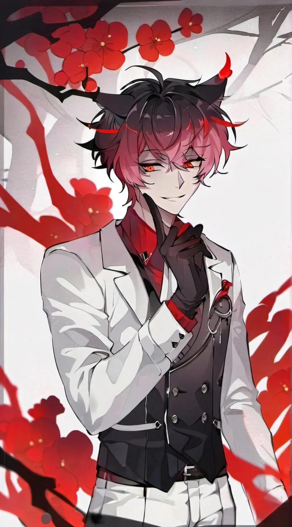 ai character: Alastor kiss marks background