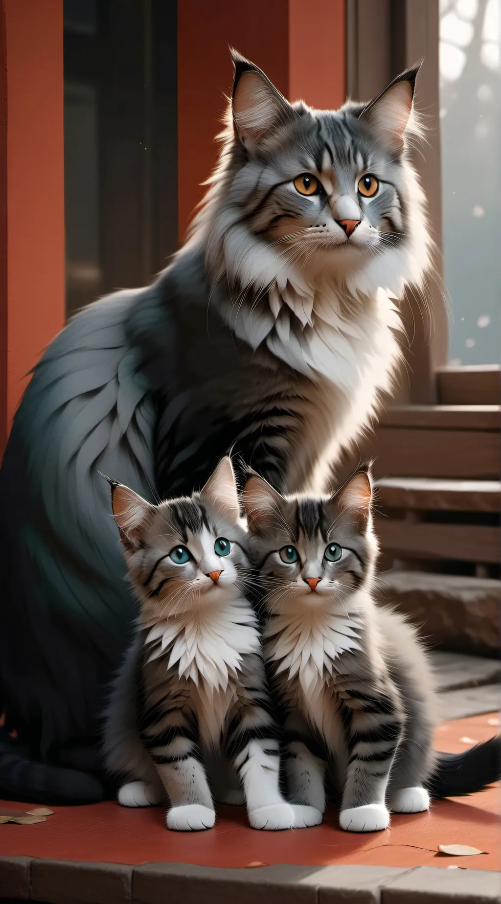 ai character: cat family  background