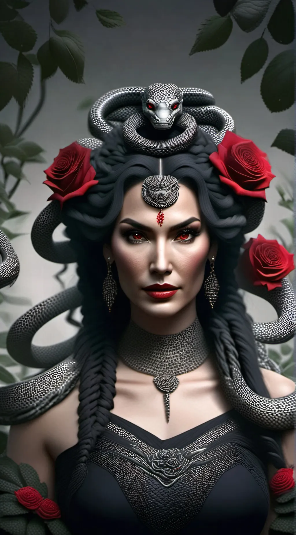 ai character: Medusa. background