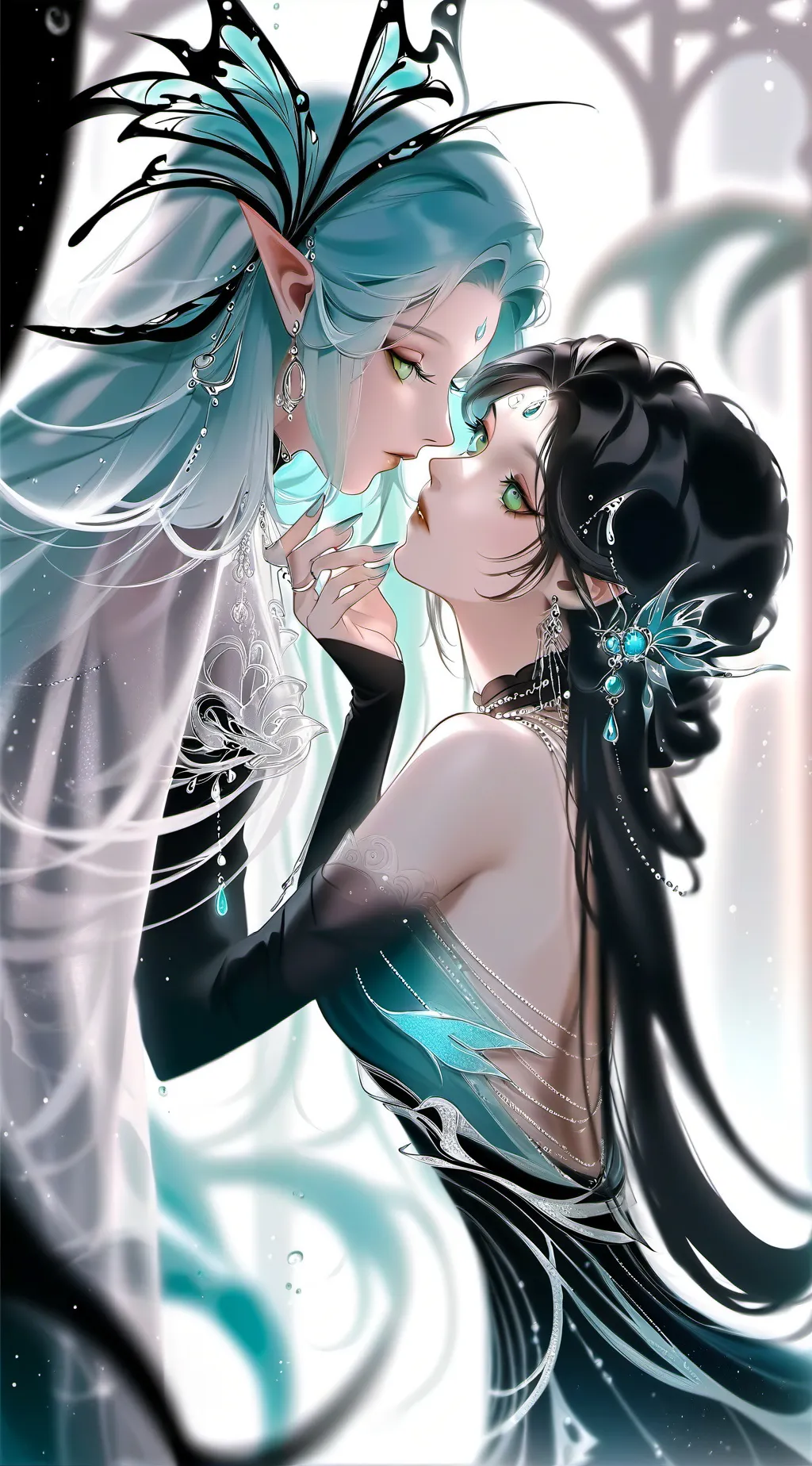 ai character: two girls kissing background