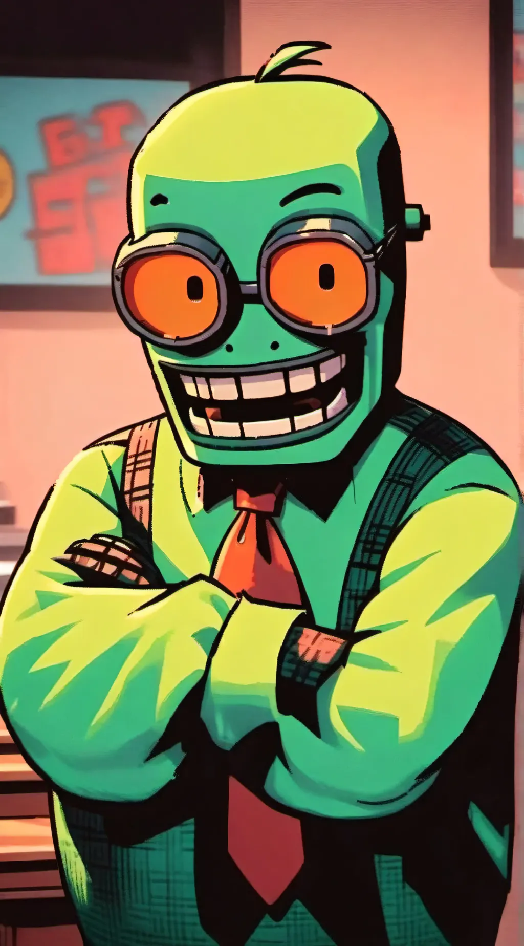 ai character: green imposter background