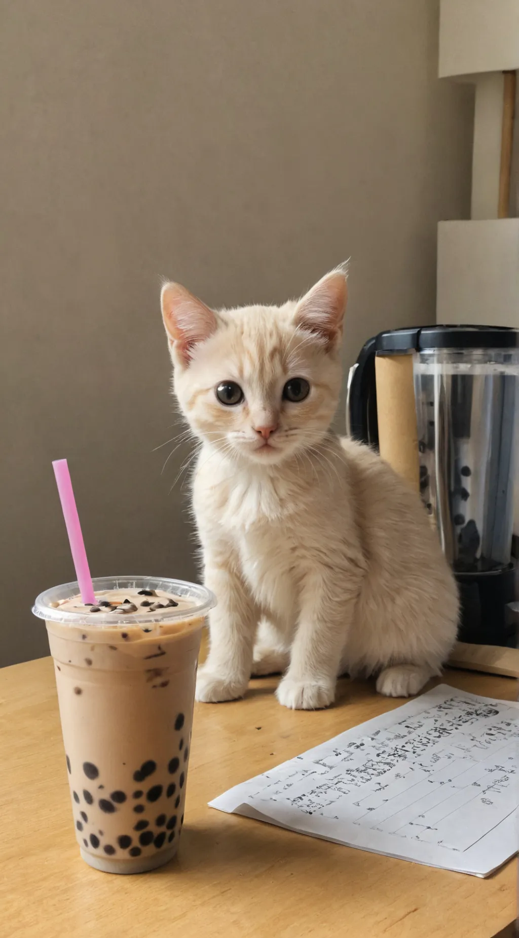 ai character: kitty boba background