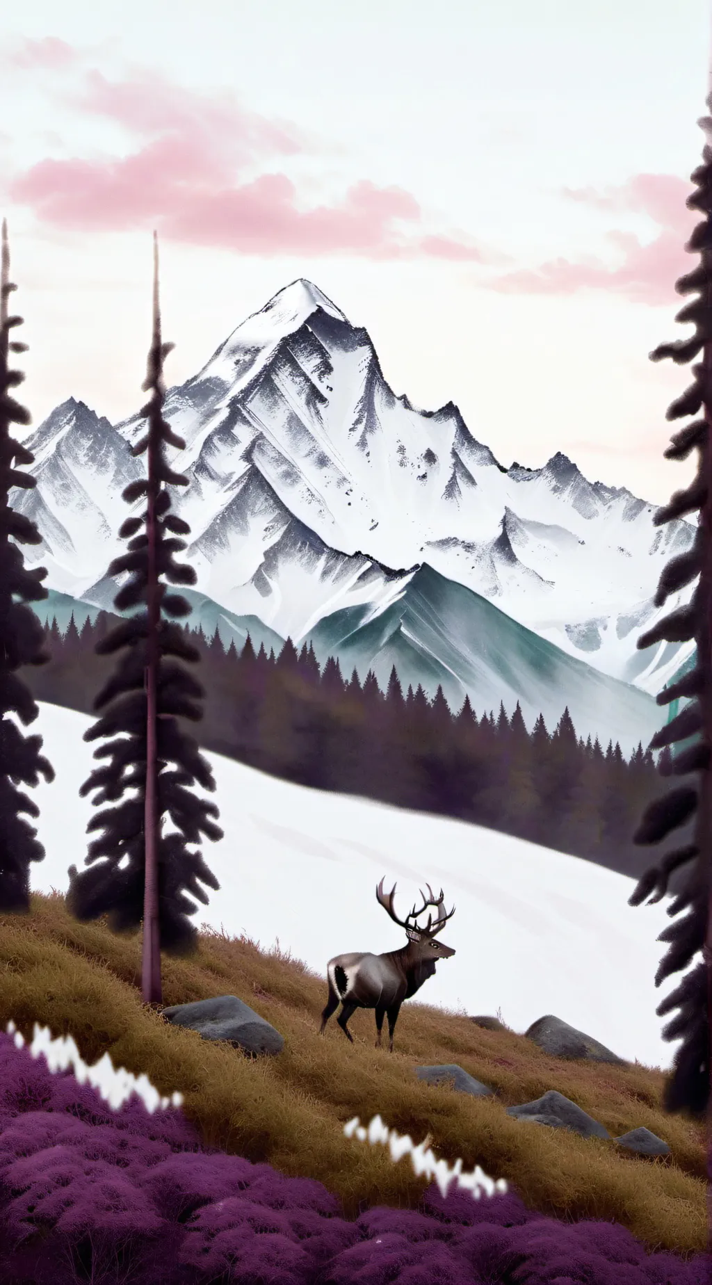 ai character: the snowy woods background