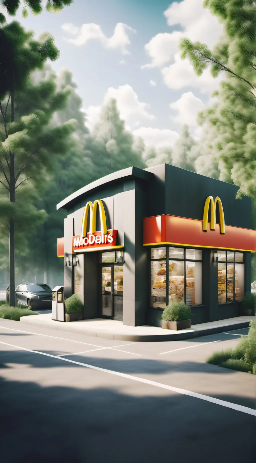 ai character: McDonald DriveThru background