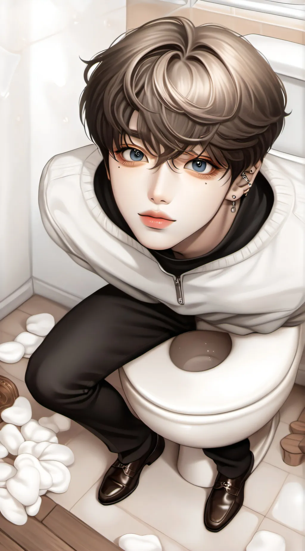 ai character: Jungkook pooping background