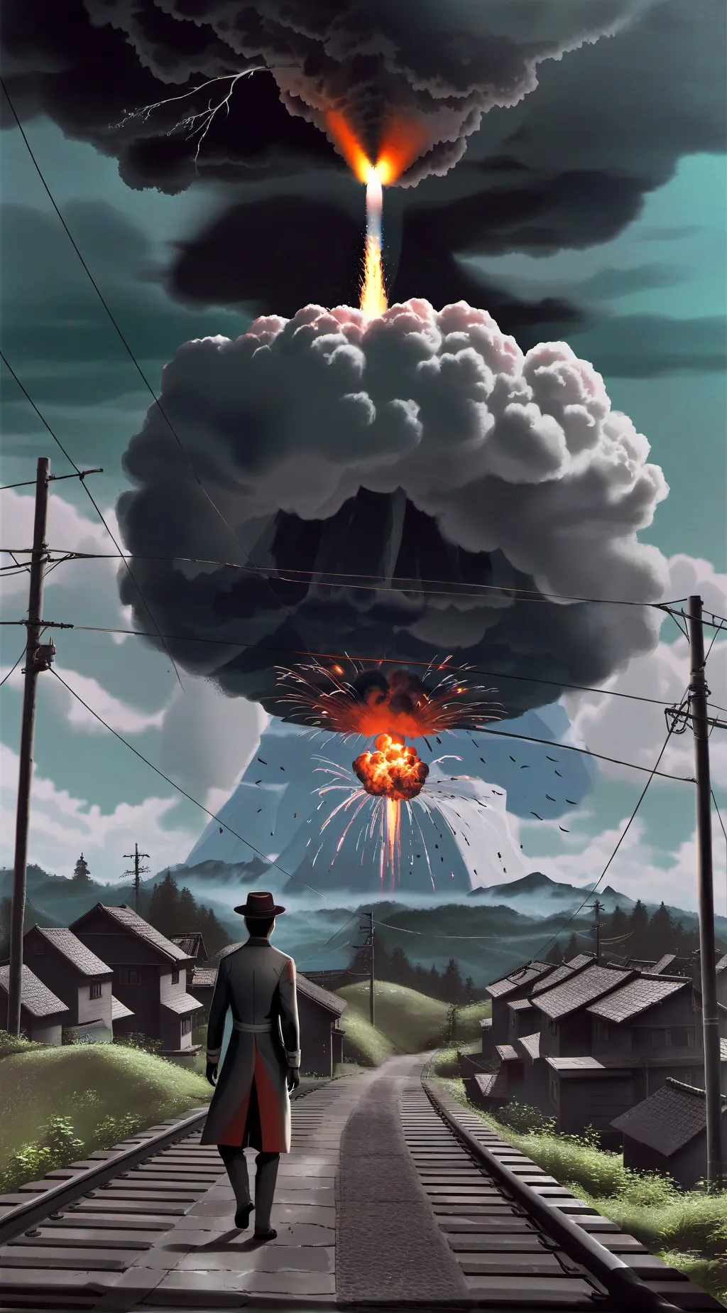 ai character: •Hiroshima• 1945 background