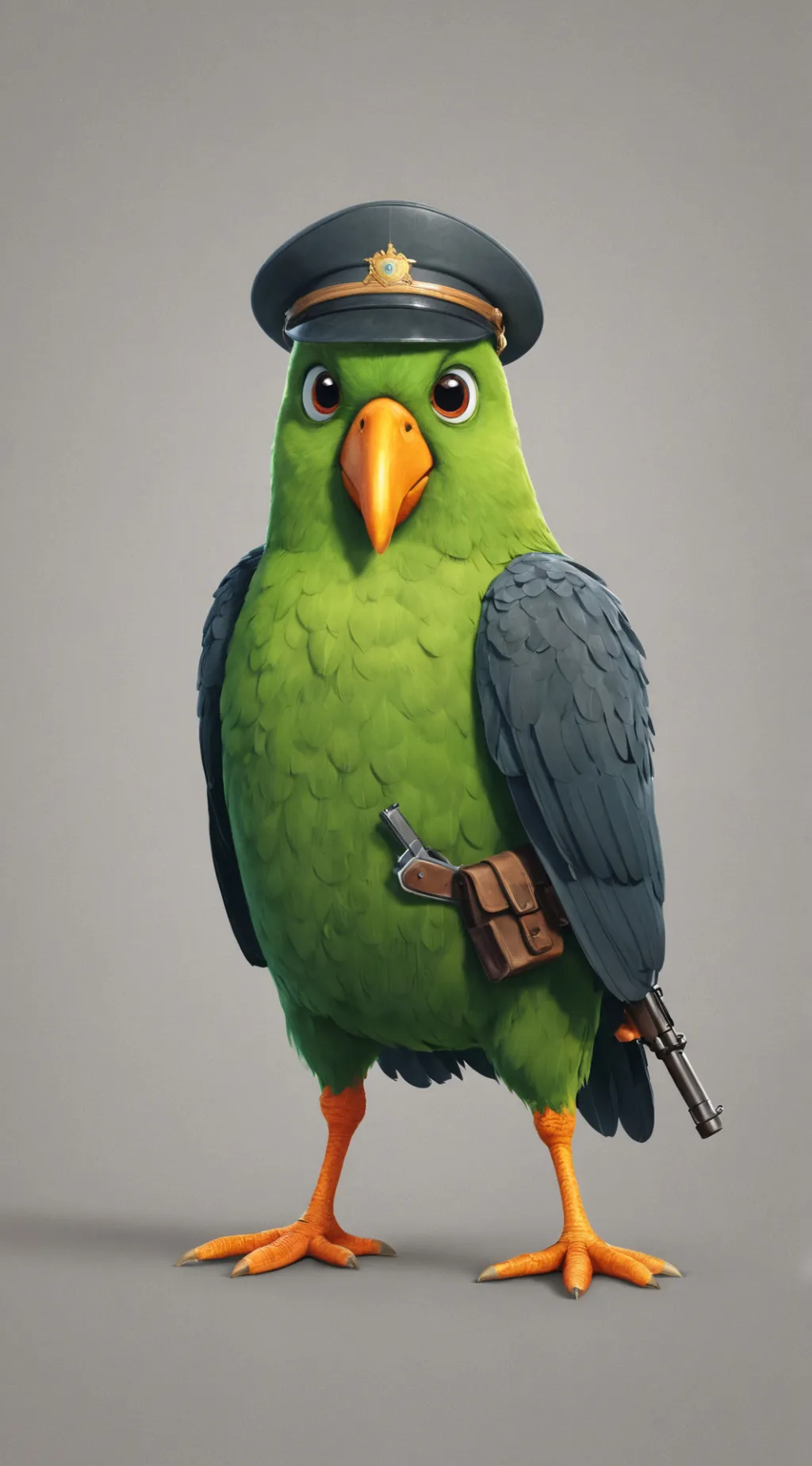 ai character: Duolingo with gun background