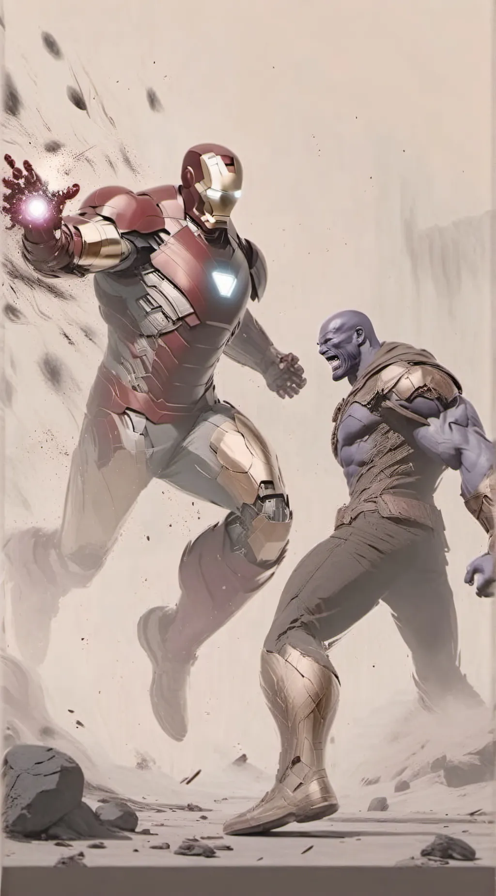 ai character: iron man vs thanos background