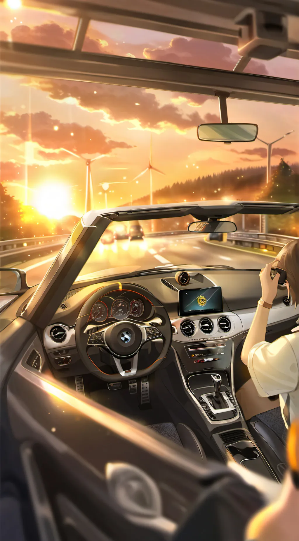 ai character: German Autobahn background