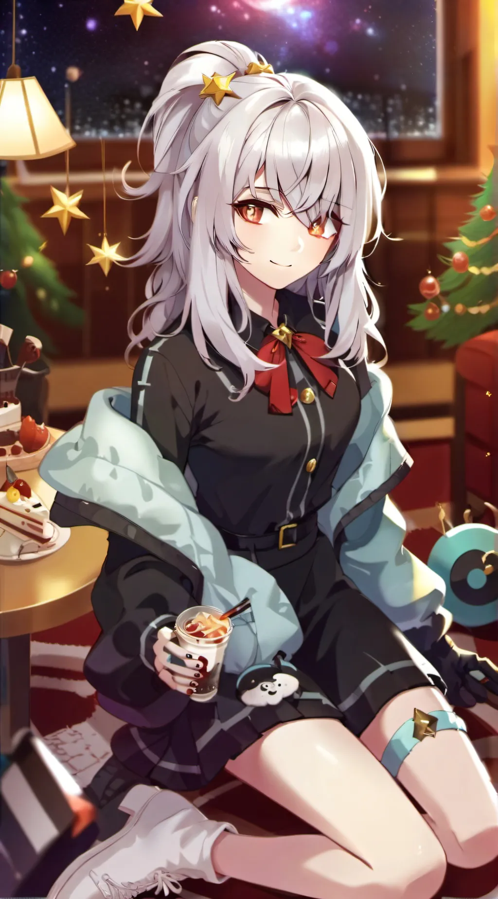 ai character: Aurora Snowflake background
