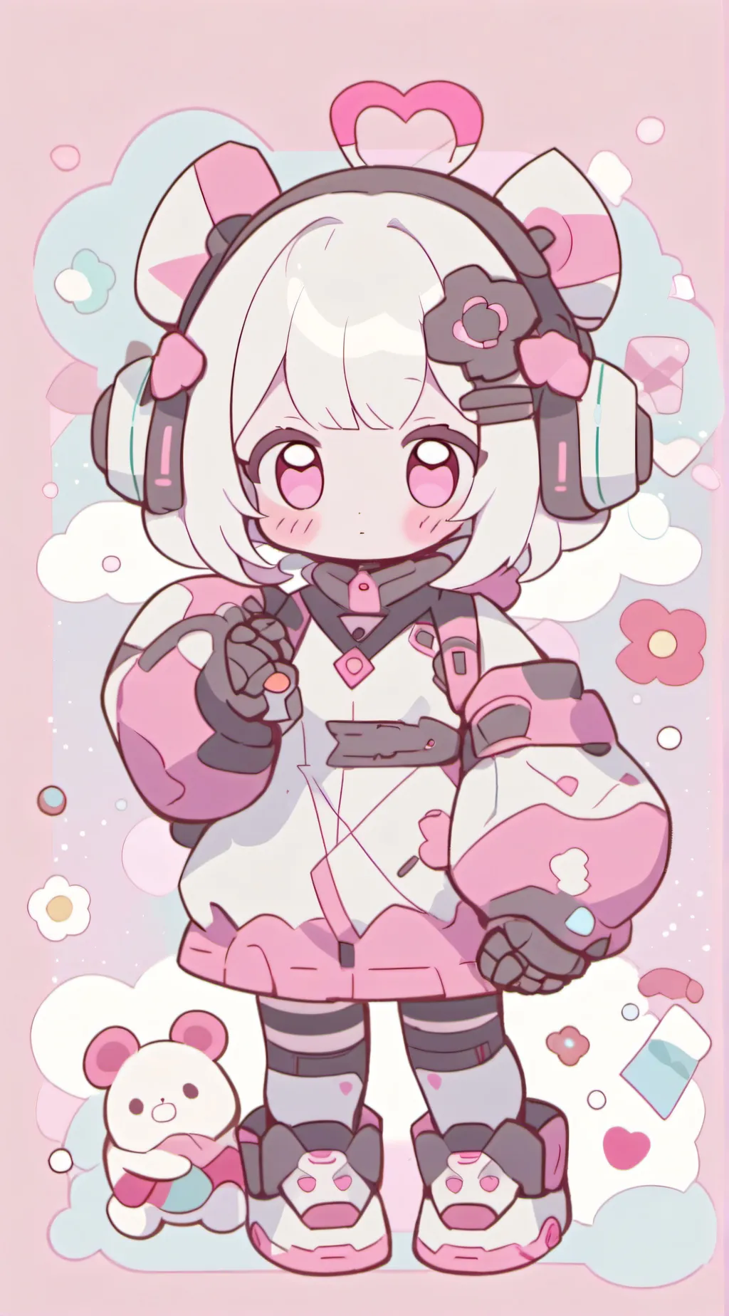 ai character: chibi robot baby background