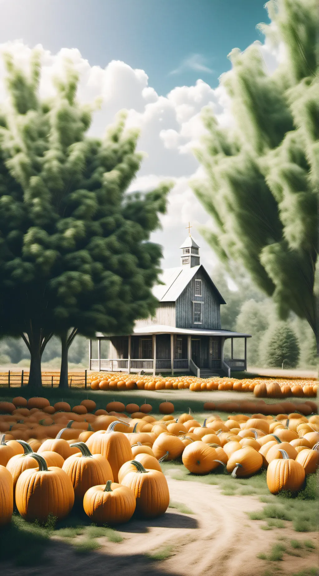 ai character: pumpkin patch background