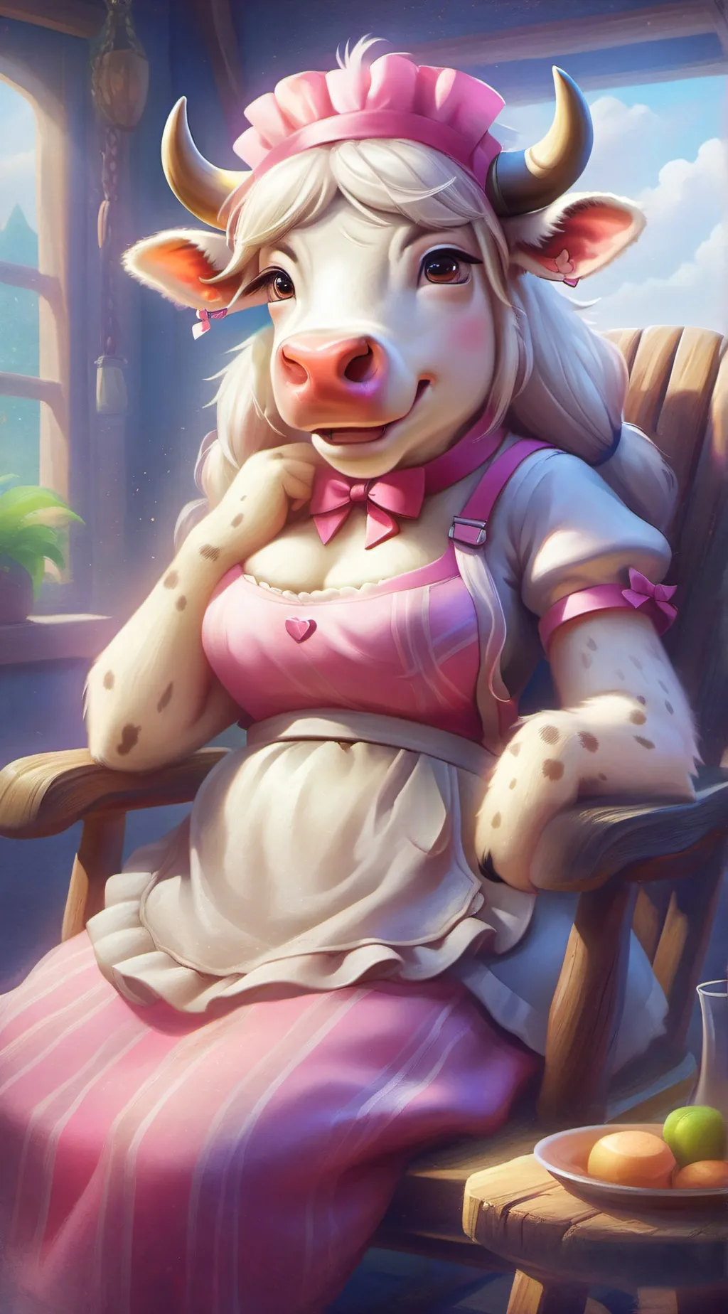 ai character: Mama Moo  background