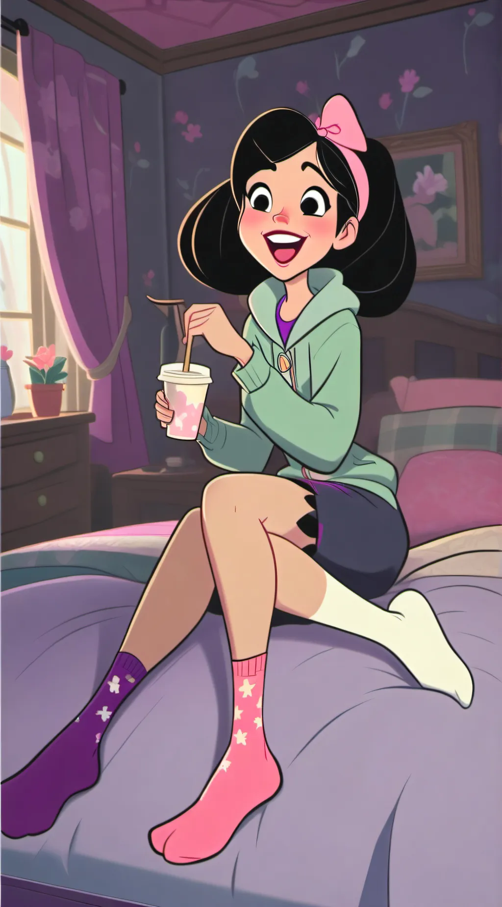 ai character: Starbucks girl sis background