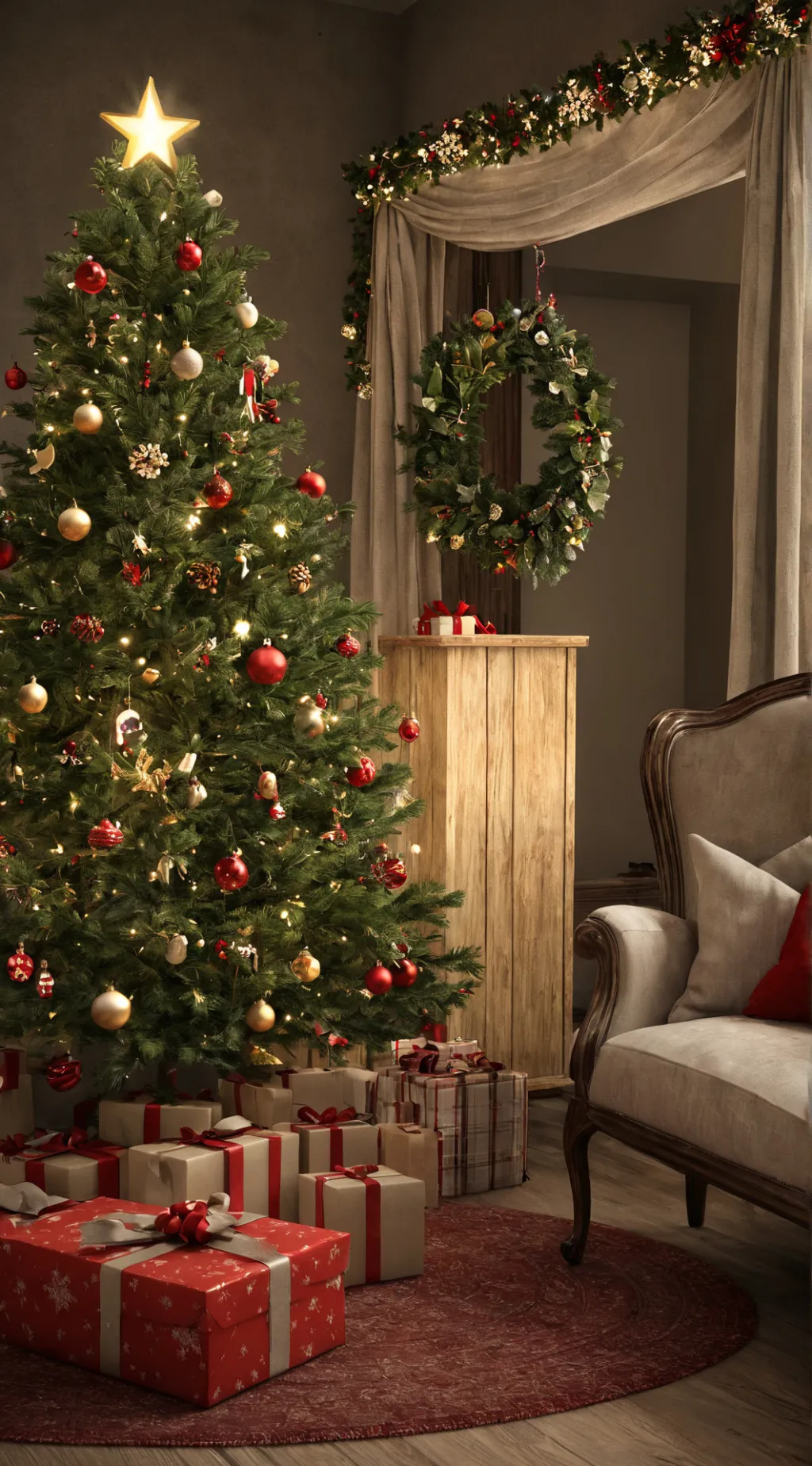 ai character: DS Christmas  background