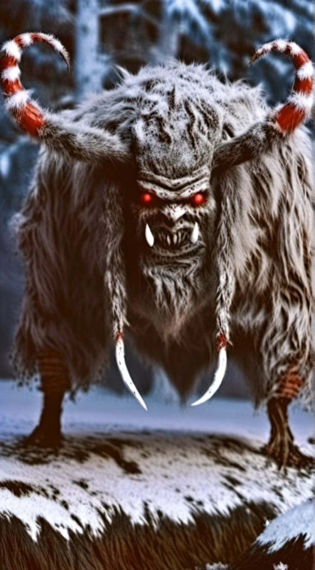 ai character: Christmas krampus  background
