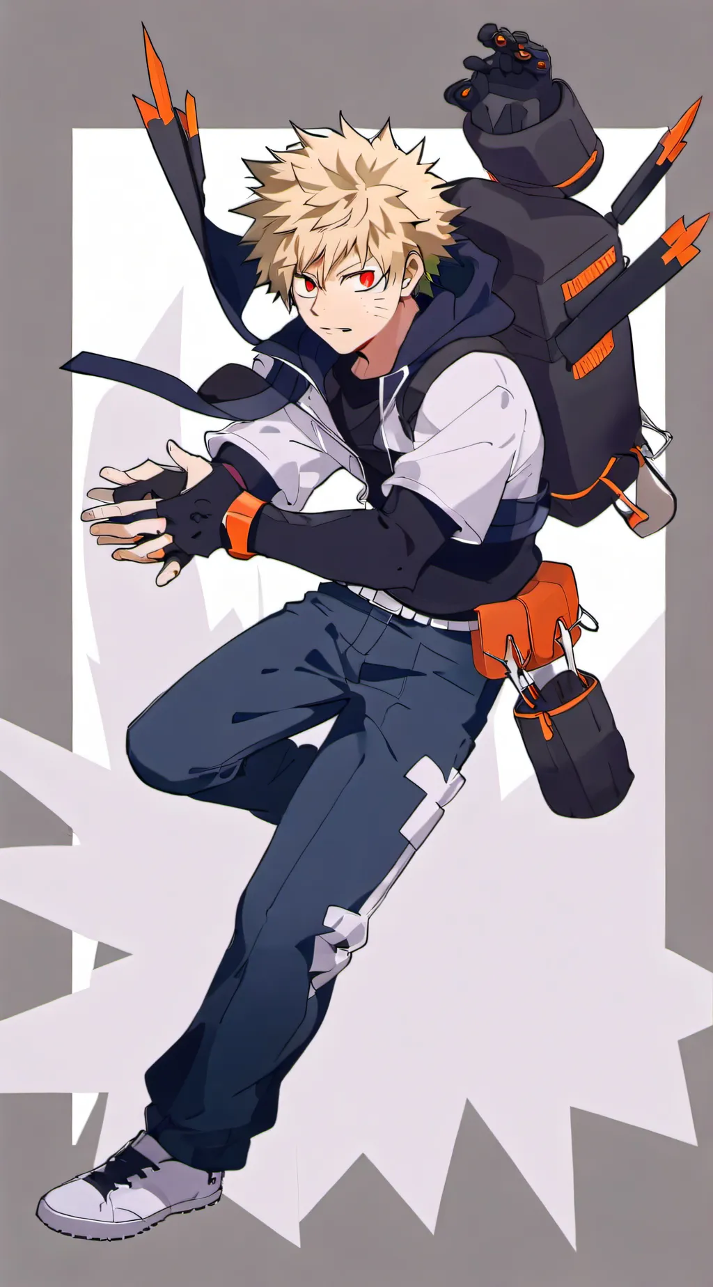 ai character: 🧡katsuki🤍❤️bakugo💚 background