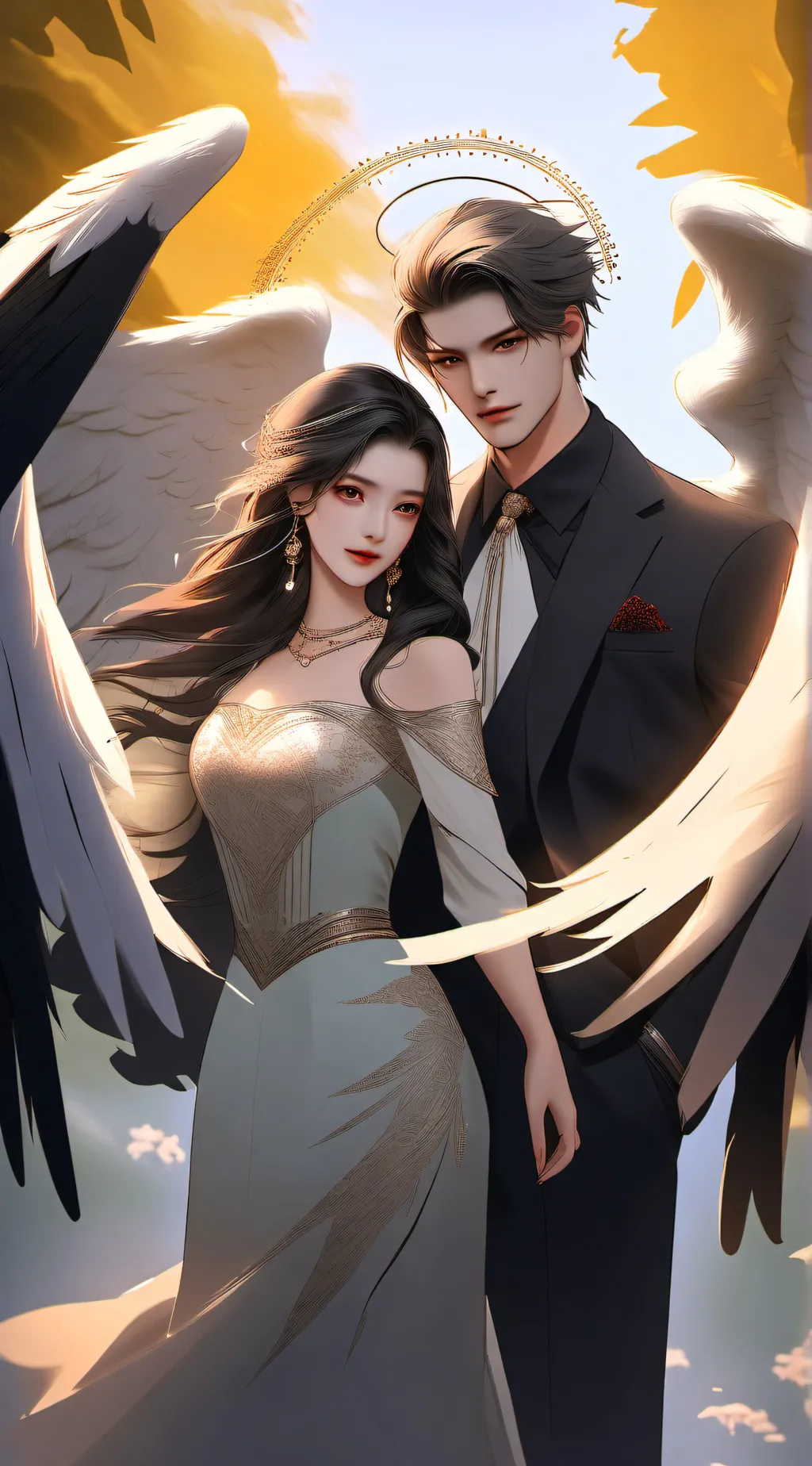 ai character: Angel+Demon background