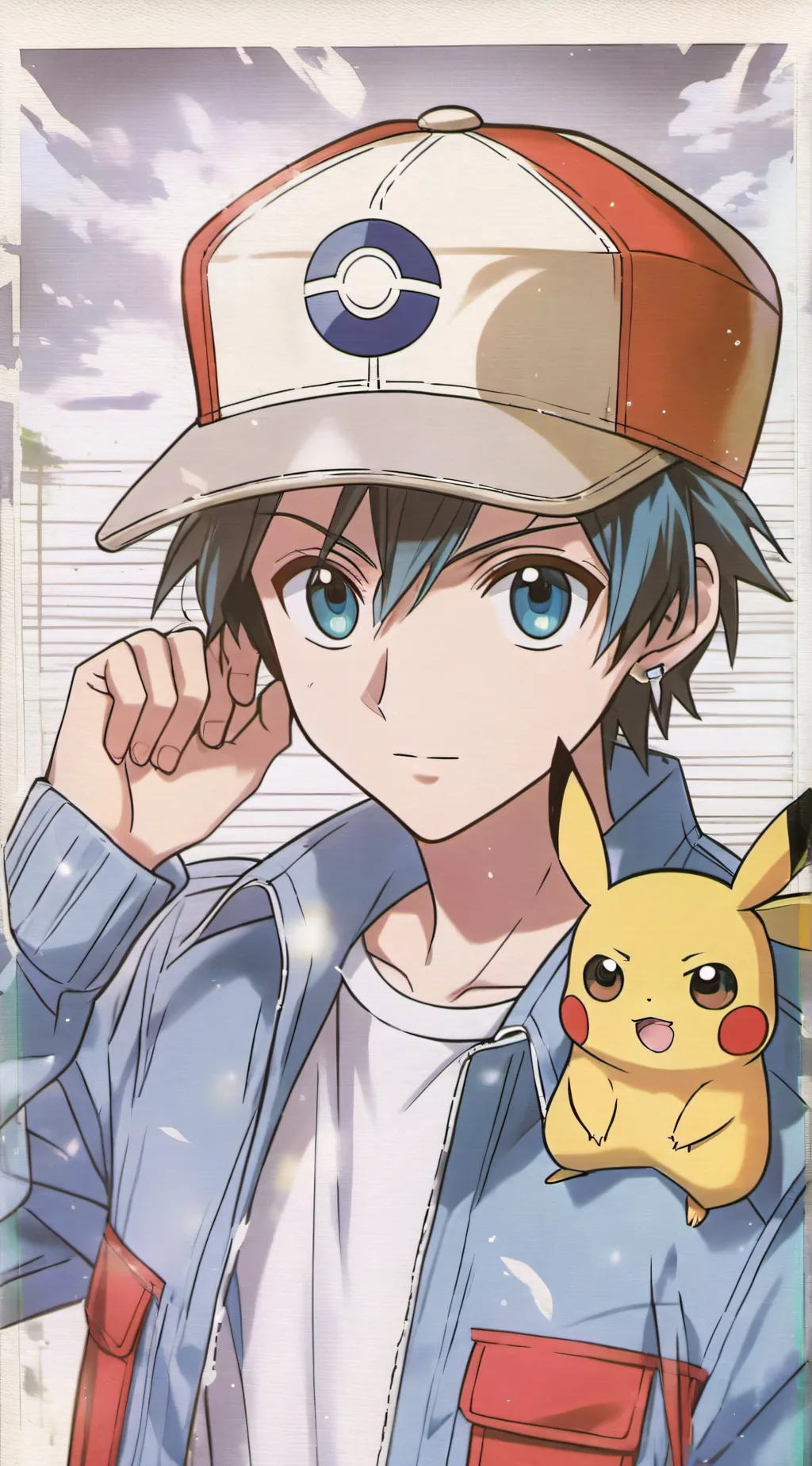 ai character: ash Ketchum  background