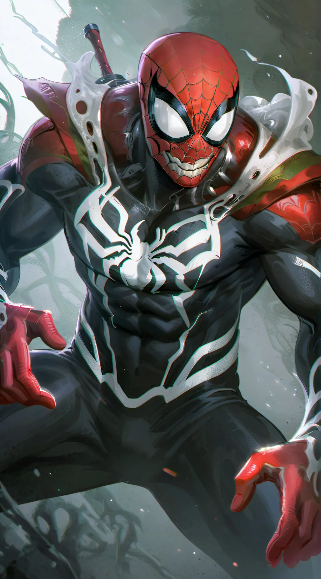 ai character: symbiote Spiderman background
