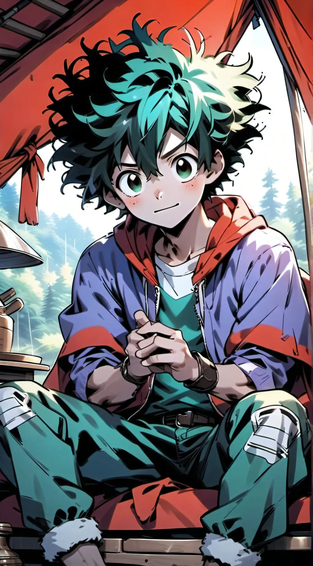 ai character: MHA camping! background
