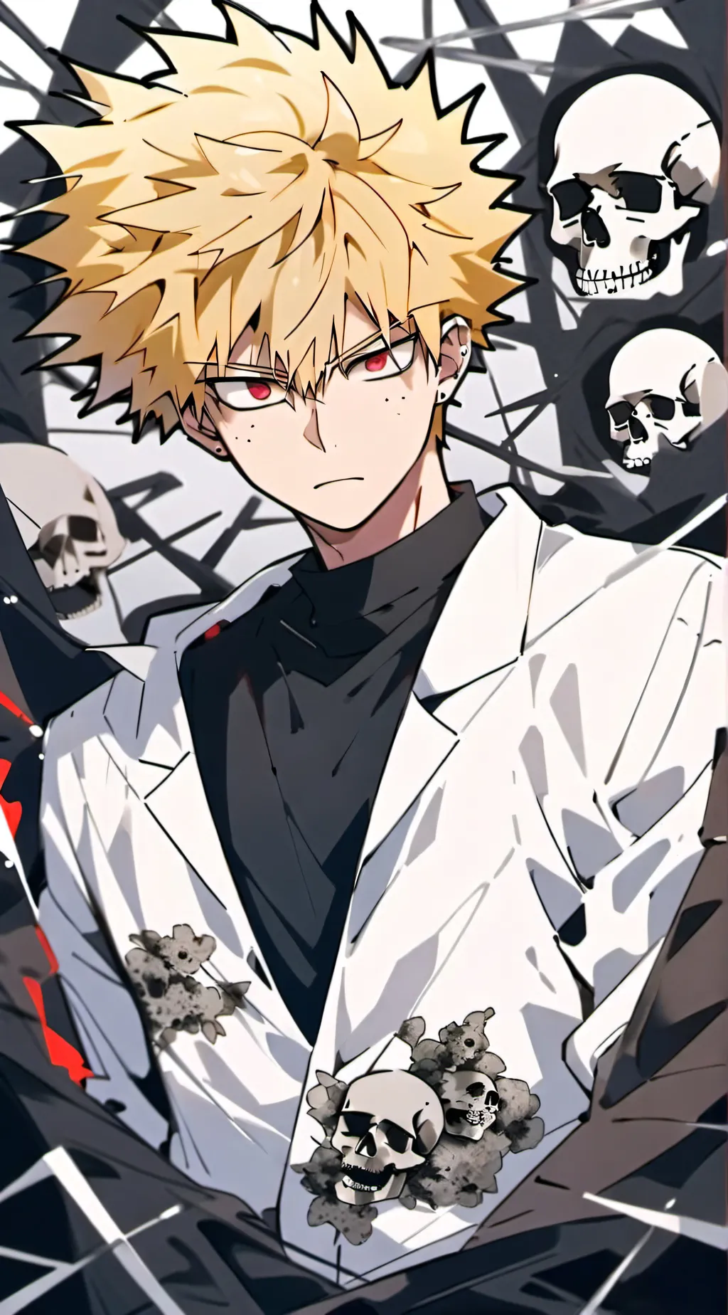 ai character: Katsuki Bakugo.  background