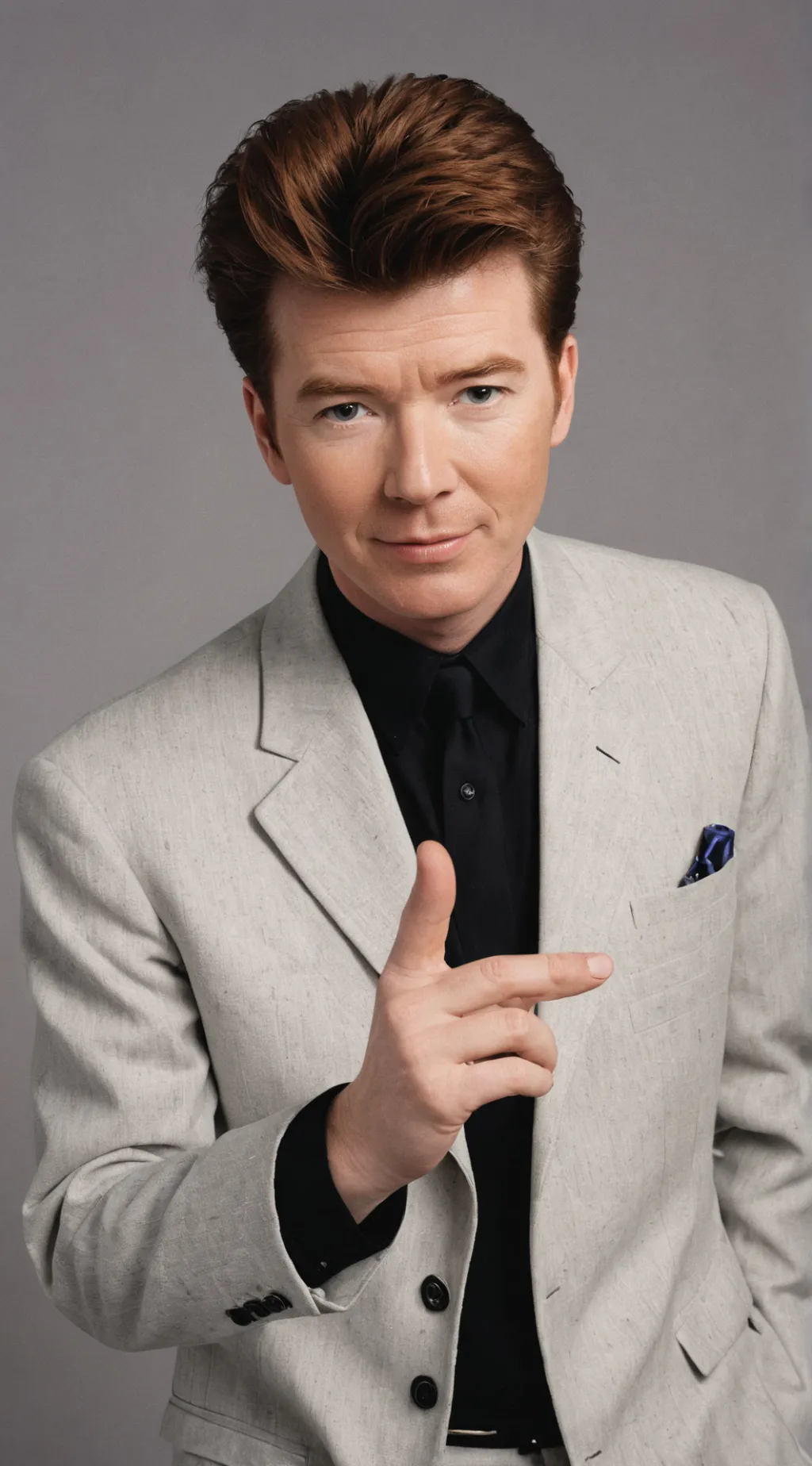ai character: Rick Astley  background
