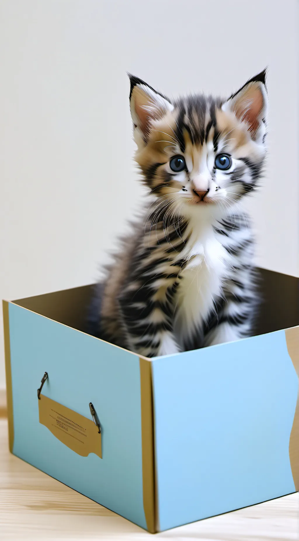 ai character: a kitten in a box background