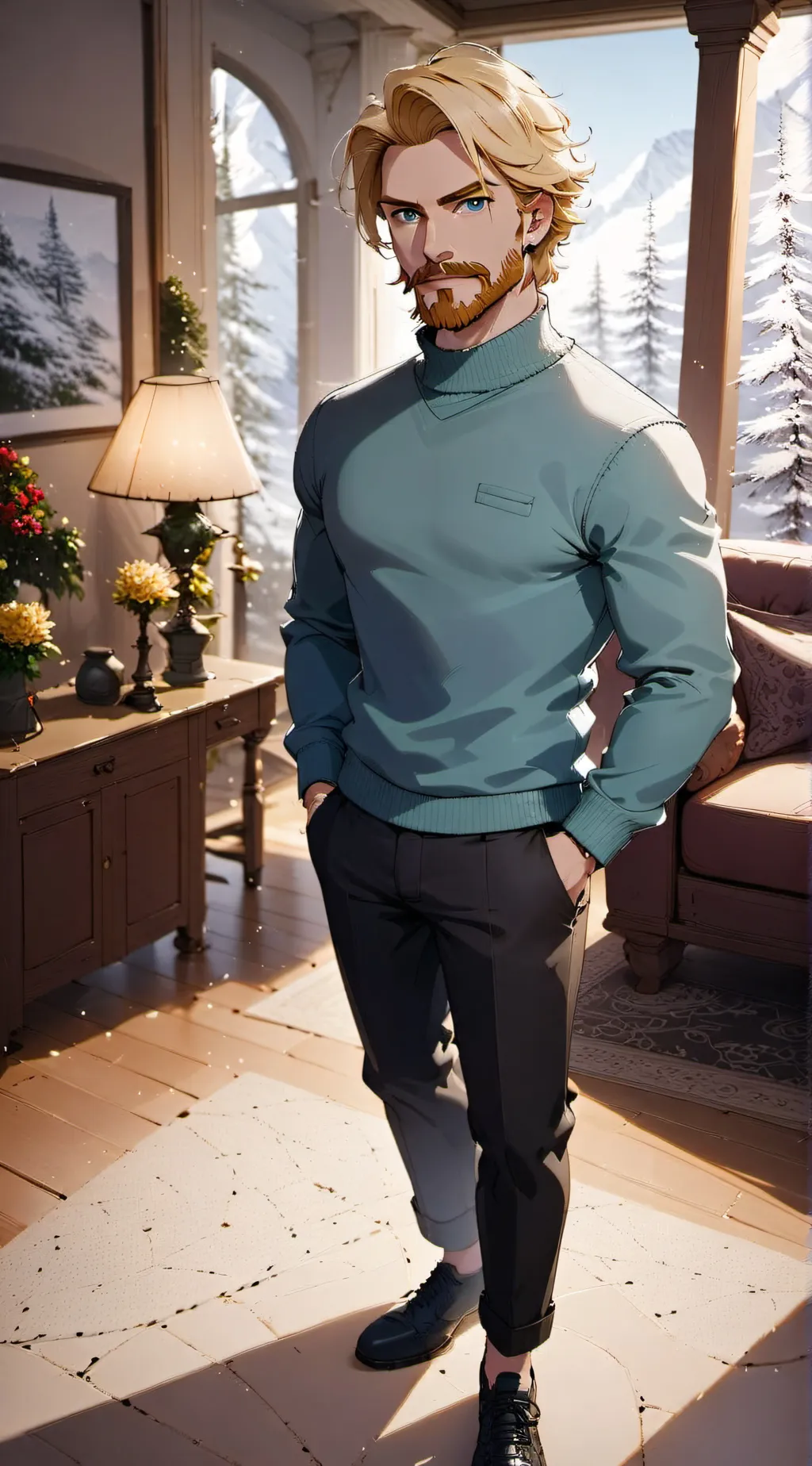 ai character: A cold cold winter background