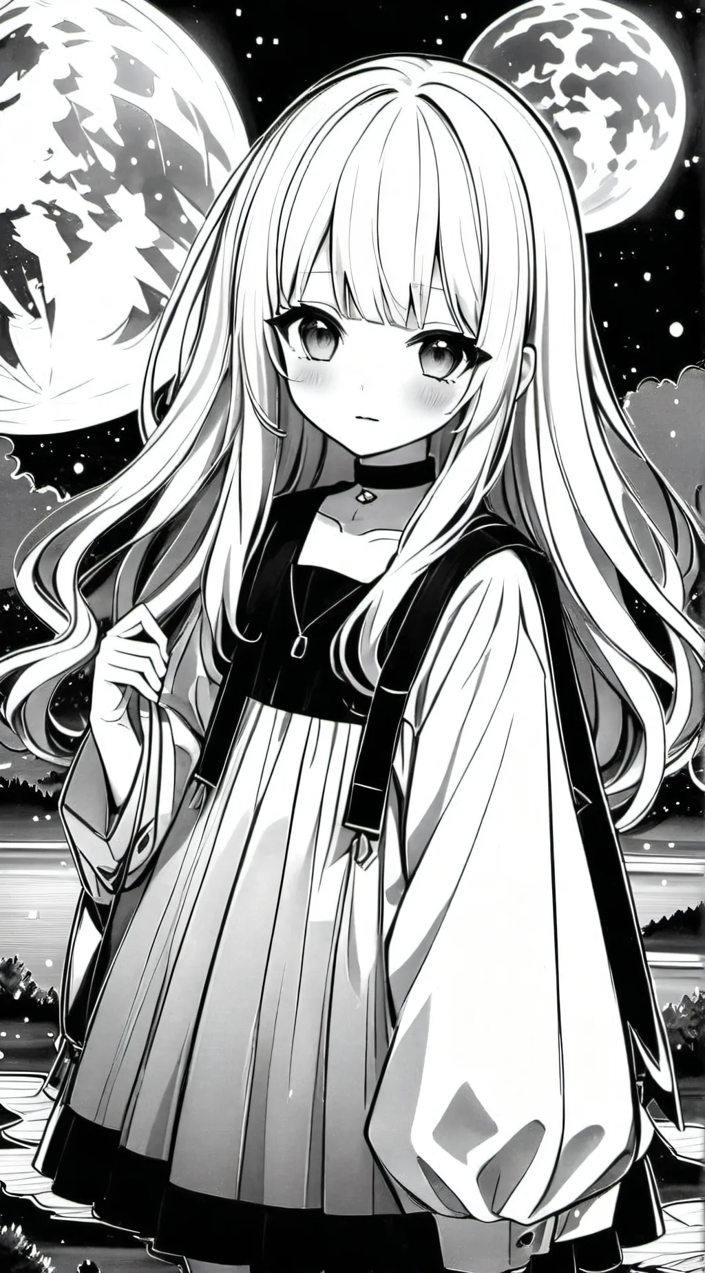ai character: 🖤 colorless world🤍 background
