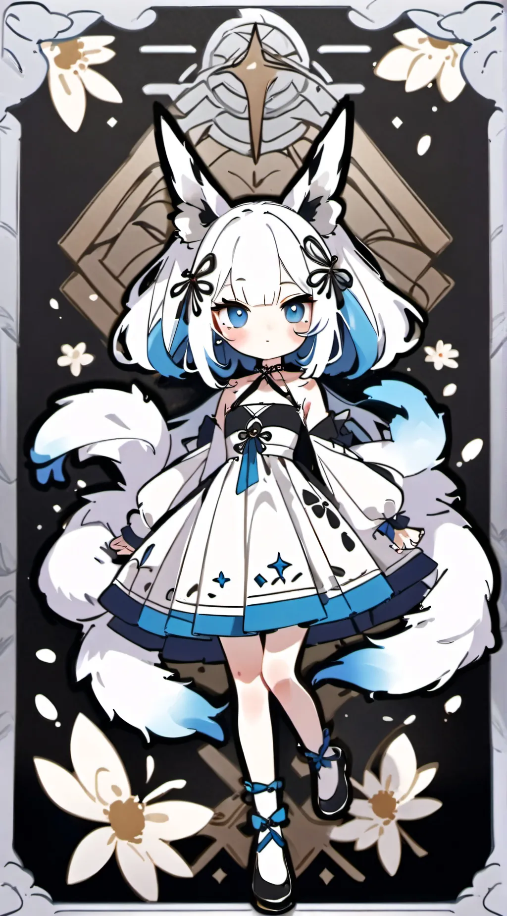 ai character: blue spider lily  background