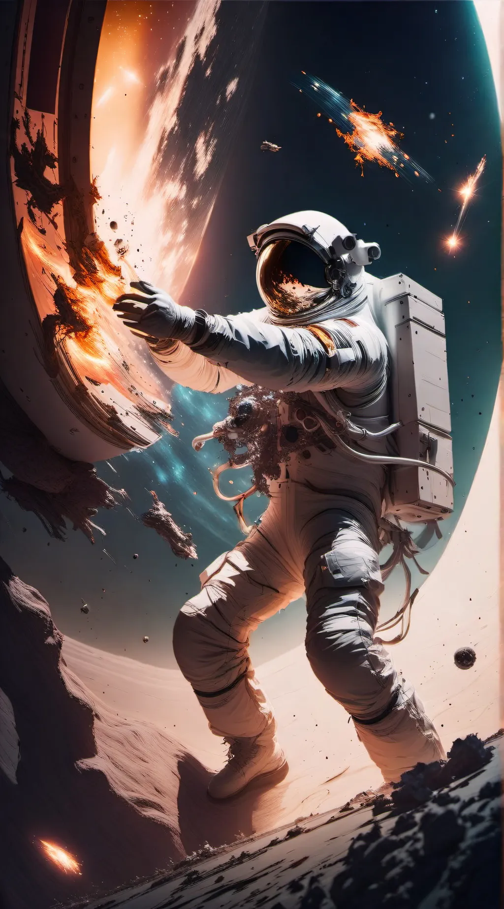 ai character: space satellite  background
