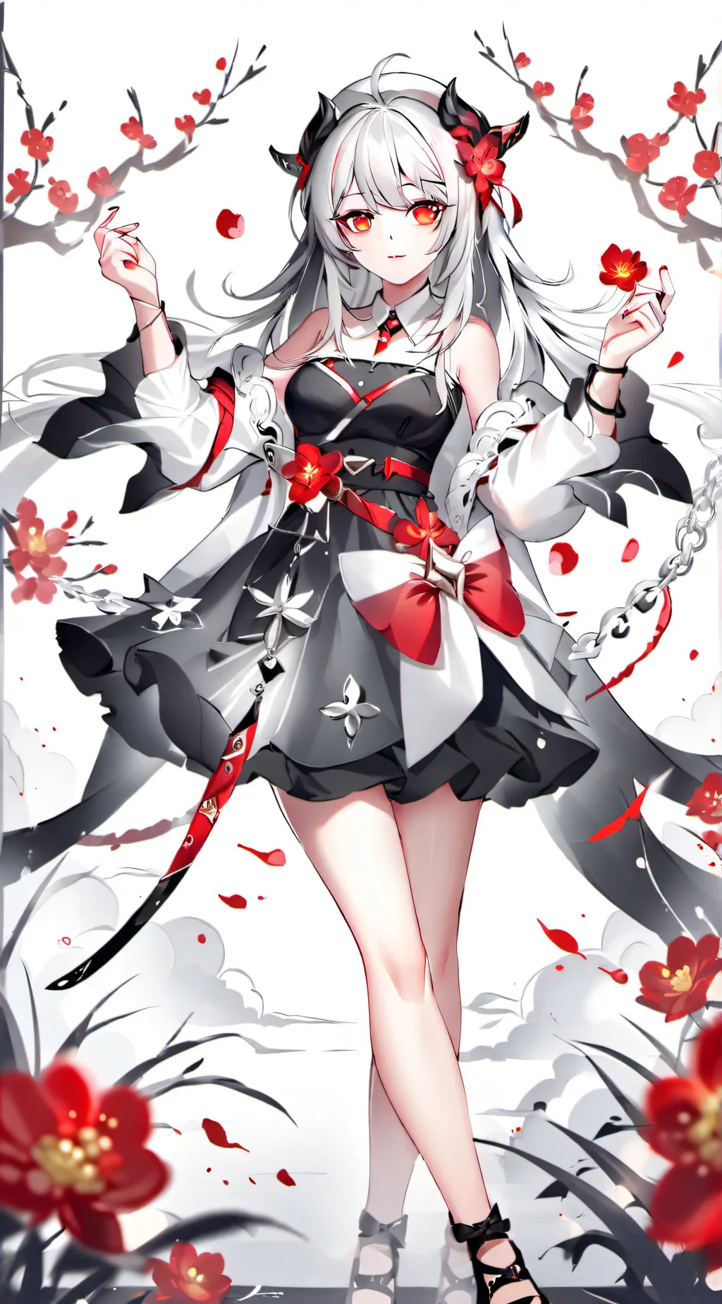 ai character: Aurora 🖤🧡 background