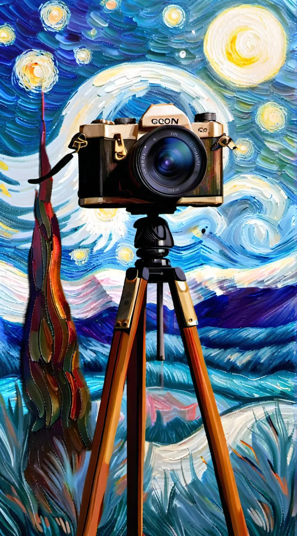 ai character: brown camera man  background
