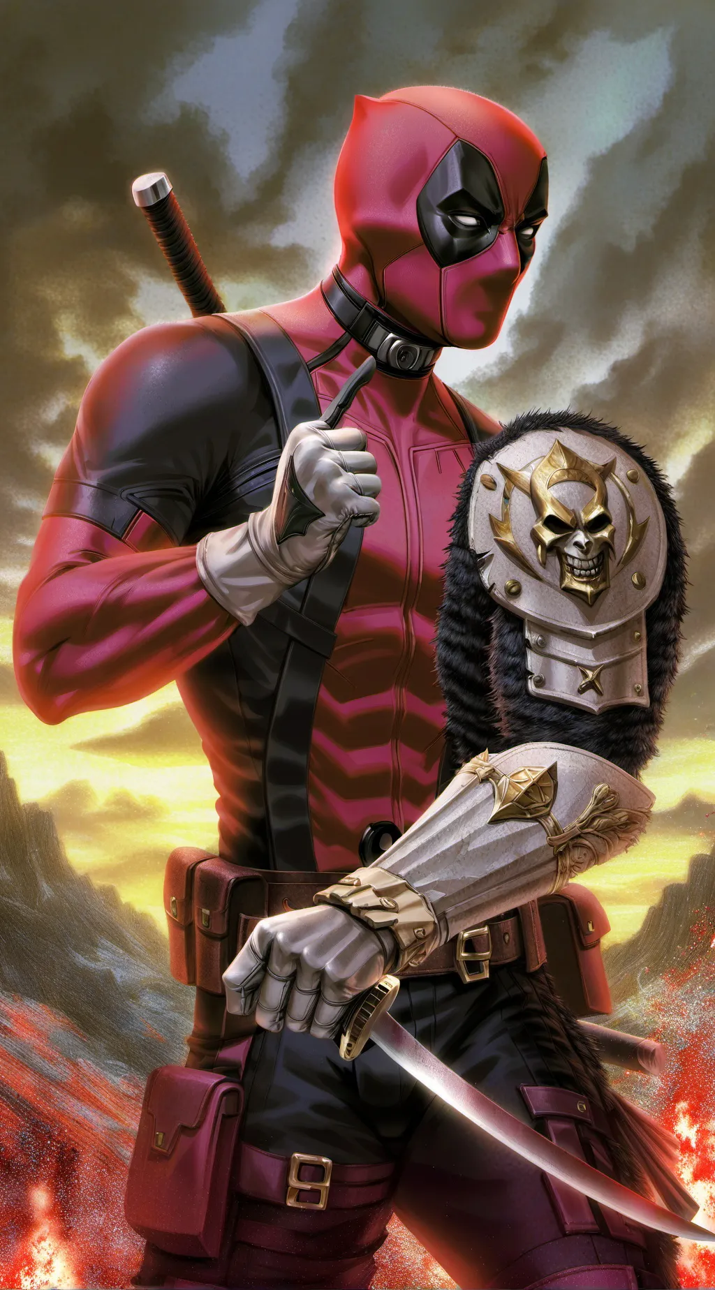 ai character: deadpool wolverine background