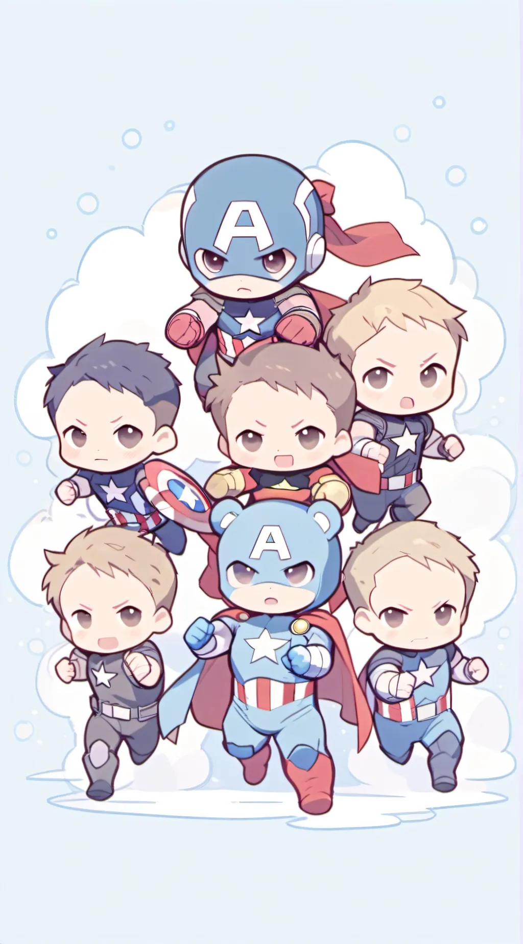 ai character: Baby Avengers  background