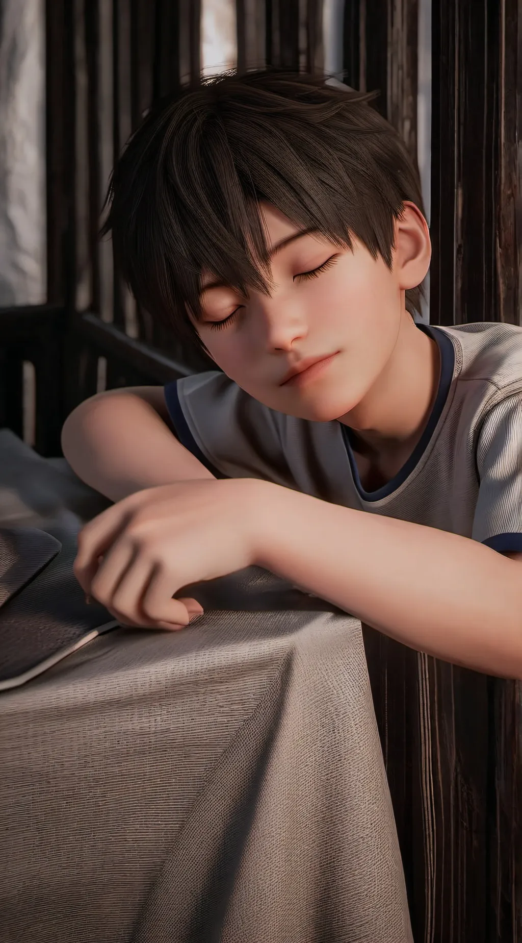 ai character: a sleeping kid background