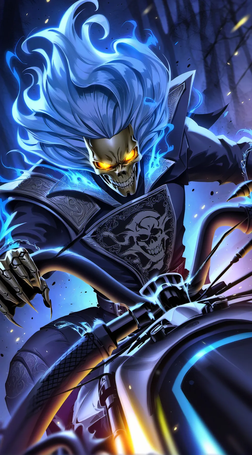 ai character: MD X Ghost Rider. background