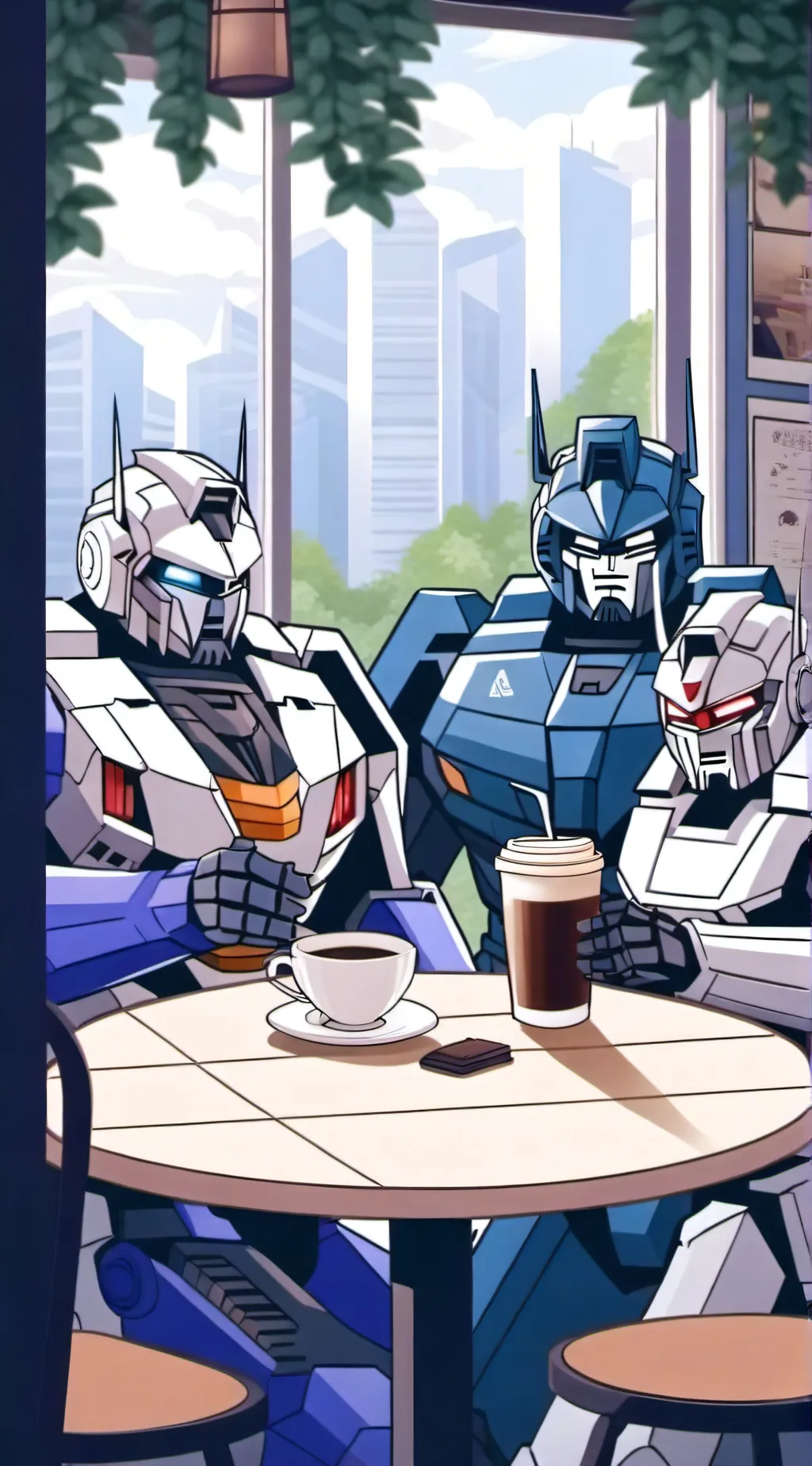 ai character: Transformer Cafe background