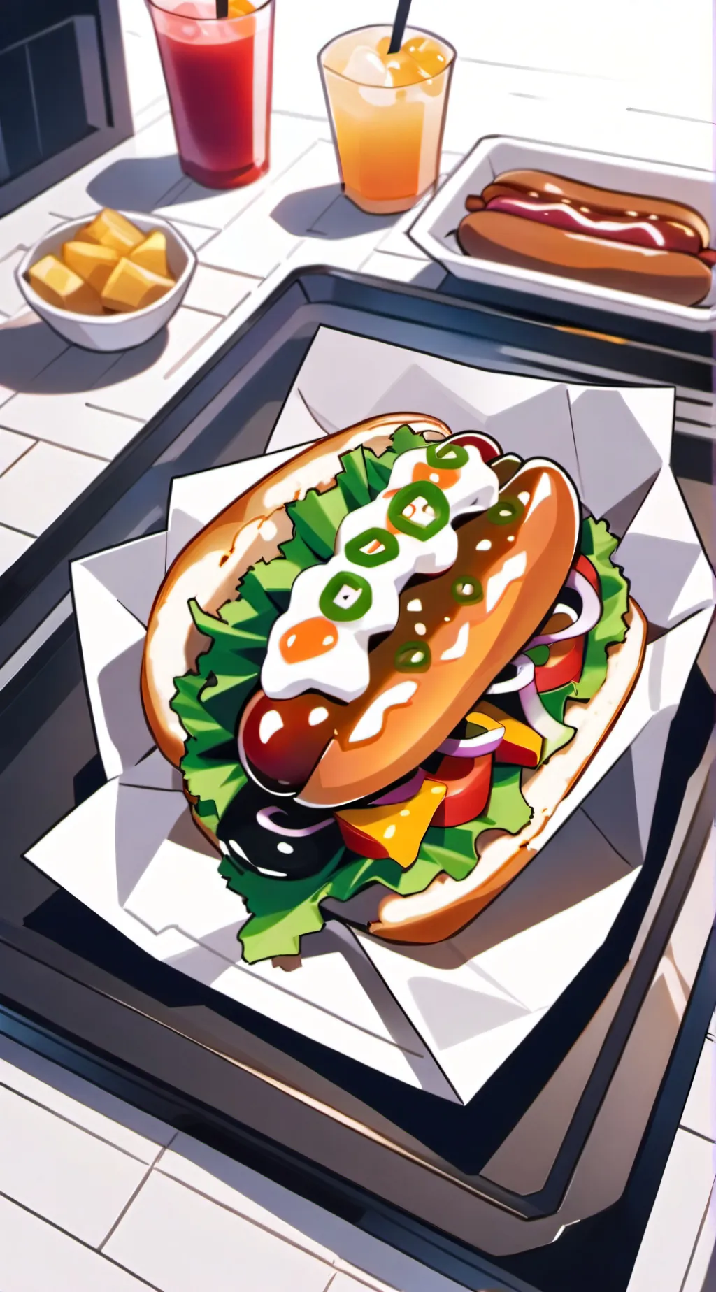 ai character: hot dog background