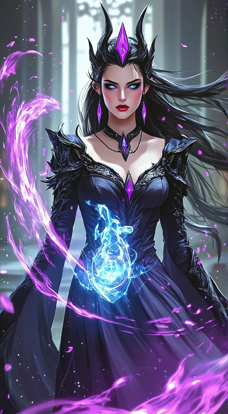 ai character: evil devil queen background